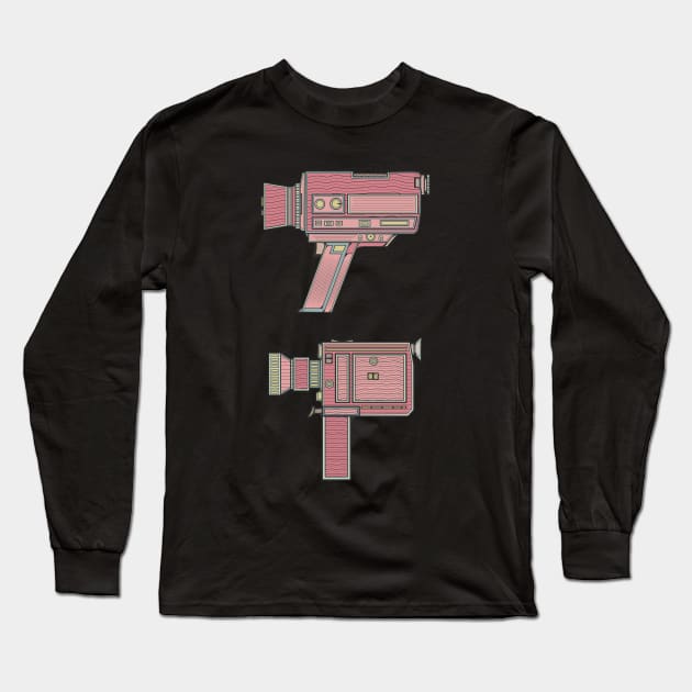 Red Classic Video Camera Long Sleeve T-Shirt by milhad